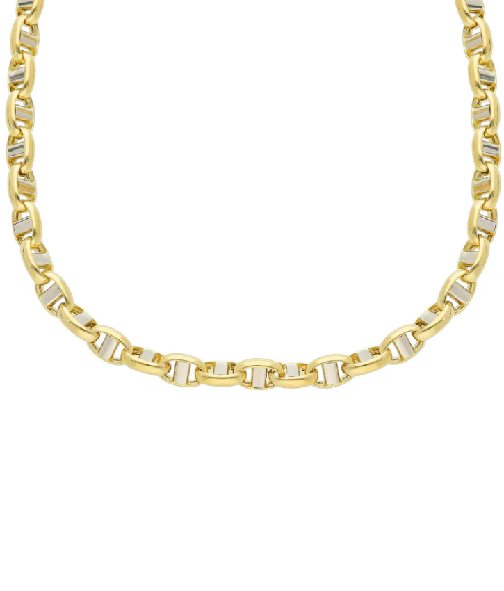 Collana Maglie Ovali Bicolor Uomo In Oro Giallo 18k