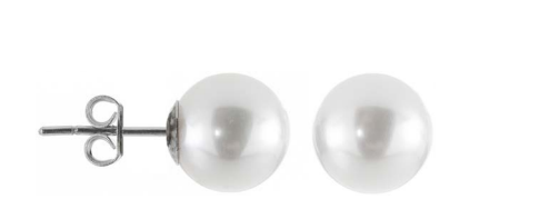 Orecchini di Perla Akoya e Oro Bianco 18 kt 8 mm