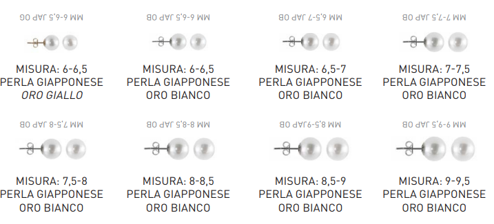 Orecchini di Perla Akoya e Oro Bianco 18 kt 8 mm